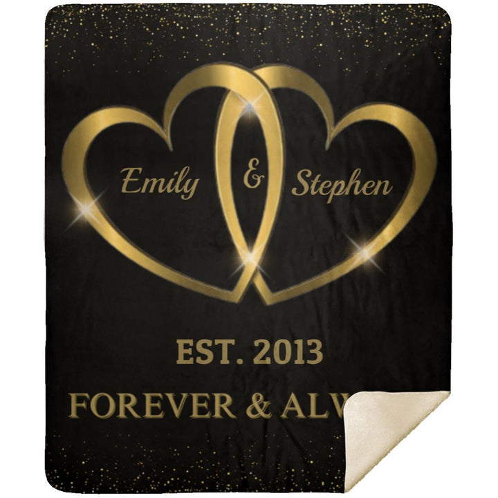 Forever & Always Personalized Couple Mink Sherpa Blanket 50x60